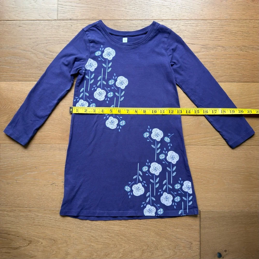 Tea Collection Pima Cotton Cherry Blossom Dress Japan Girls Size 5 Purple EUC
